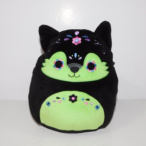 Squishmallows Day of the Dead DOTD 8" Plush Hector Wolf Black Green - Picture 3 of 7